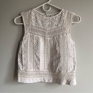ASOS Petite White Eyelet Sleeveless Top Size 2